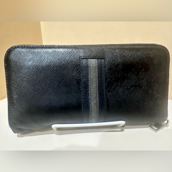 PRADA Black Saffiano Leather
Striped Zip Around Wallet - Picture 13 of 13